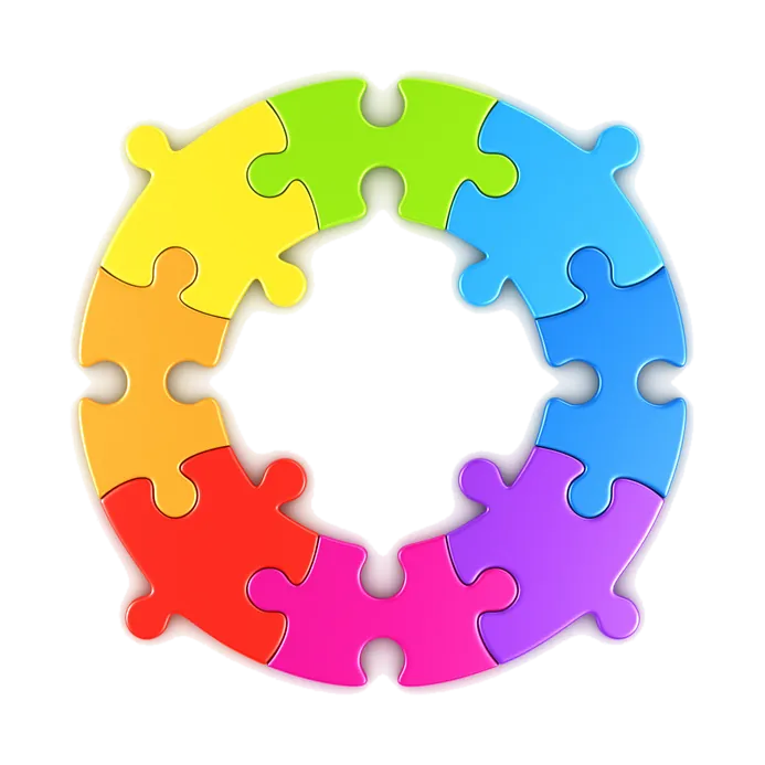Ineinandergreifende Puzzleteile als Bild für das Zusammenspiel von Körper, Seele und Alltag